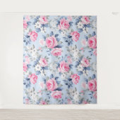 Shabby chic roze rozen patroon wandkleed (Voorkant)