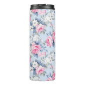 Shabby chic roze rozen wit bloemen patroon thermosbeker (Achterkant)