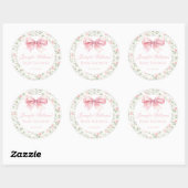 Shabby chic roze strik baby shower dank u sticker (Vel)