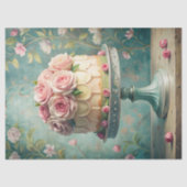 shabby chic roze taart met roze rozen tissuepapier (Voorkant)