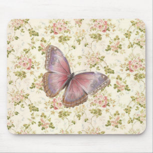 Shabby Chic Roze Vlinder Bloemig Muismat