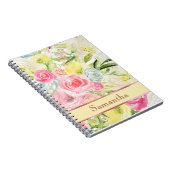 Shabby Chic  Roze Waterverf Rozen Notitieboek (Rechterzijde)