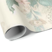 Shabby Chic Roze Zachgroene Boho Bloem Roos Cadeaupapier (Rol Hoek)