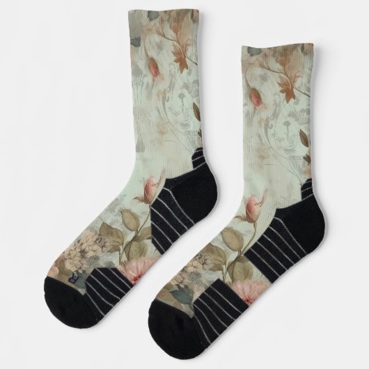 Shabby Chic Rozen Achtergrond Sokken (Links)