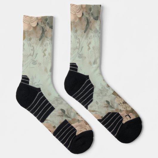 Shabby Chic Rozen Achtergrond Sokken (Rechts)