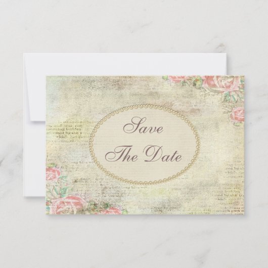 Shabby Chic Rozen Baby shower Save the Date (Voorkant)