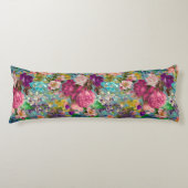  shabby chic rozen blauw roze motief lichaamskussen (Voorkant)