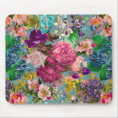  shabby chic rozen blauw roze motief muismat (Voorkant)