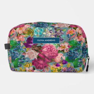  shabby chic rozen blauw roze motief toilettasje