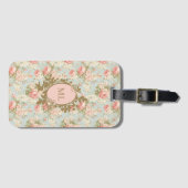 Shabby Chic  Rozen Bloemenmonogram Bagagelabel (Voorkant (horizontaal))