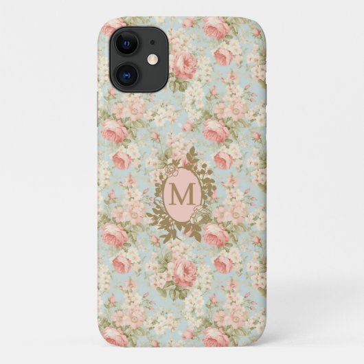 Shabby Chic  Rozen Bloemenmonogram Case-Mate iPhone Case (Achterkant)