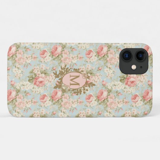 Shabby Chic  Rozen Bloemenmonogram Case-Mate iPhone Case (Achterkant (horizontaal))