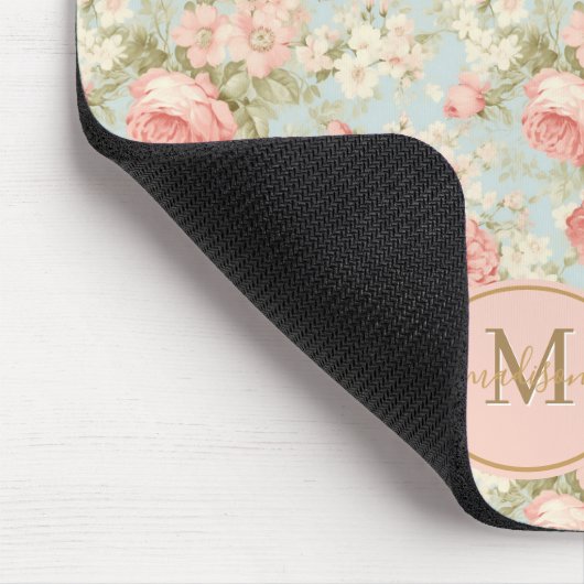 Shabby Chic Rozen Bloemenmonogram Muismat (Hoek)