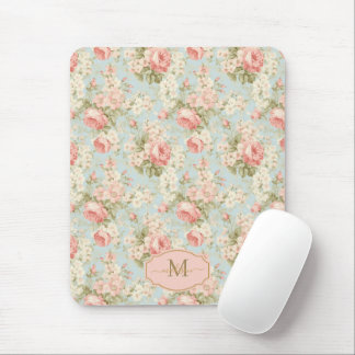 Shabby Chic  Rozen Bloemenmonogram Muismat