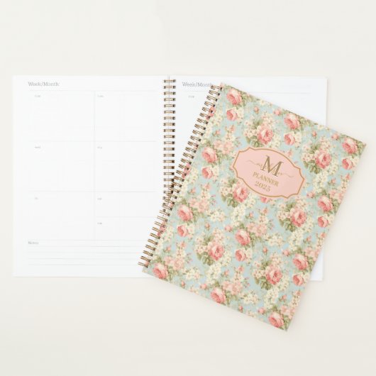Shabby Chic  Rozen Bloemenmonogram Planner (Display)