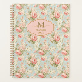 Shabby Chic  Rozen Bloemenmonogram Planner