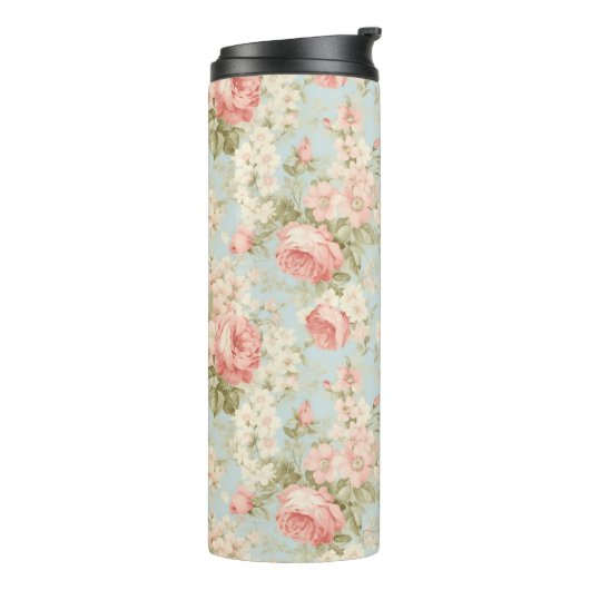 Shabby Chic  Rozen Bloemenmonogram Thermosbeker (Gedraaid links)