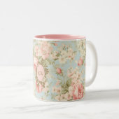 Shabby Chic  Rozen Bloemenmonogram Tweekleurige Koffiemok (Voorkant rechts)