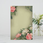 Shabby Chic-rozen Briefpapier (Staand voorkant)