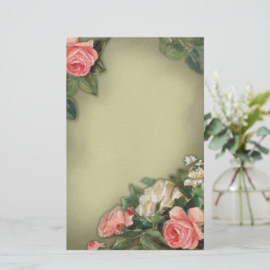 Shabby Chic-rozen Briefpapier (Staand voorkant)