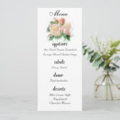 Shabby Chic Rozen Bruiloft Menu (Staand voorkant)
