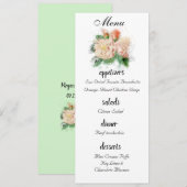 Shabby Chic Rozen Bruiloft Menu (Voorkant / Achterkant)