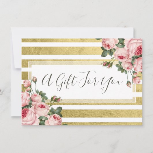 Shabby Chic  Rozen Cadeft Certificate Kaart (Voorkant)