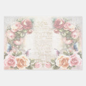 Shabby Chic Rozen Collage Pattern Inpakpapier Vel (Voorkant 3)