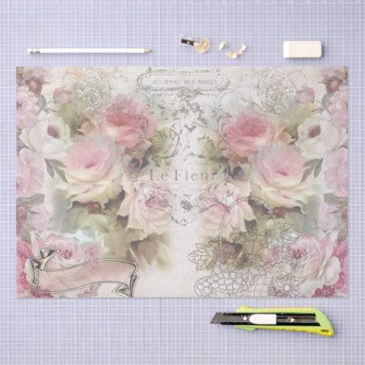Shabby Chic Rozen Collage Pattern Tissuepapier (Craft)