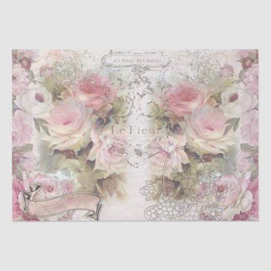 Shabby Chic Rozen Collage Pattern Tissuepapier (Voorkant)