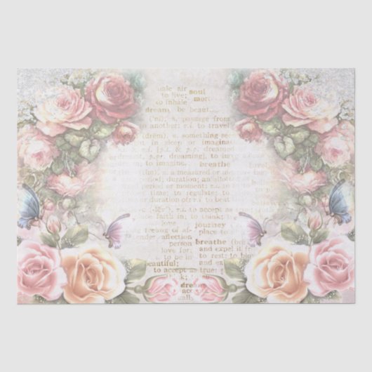 Shabby Chic Rozen Collage Pattern Tissuepapier (Voorkant)