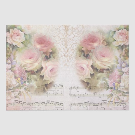 Shabby Chic Rozen Collage Pattern Tissuepapier (Voorkant)