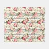 Shabby Chic Rozen Fleece Deken (Voorkant (Horizontaal))