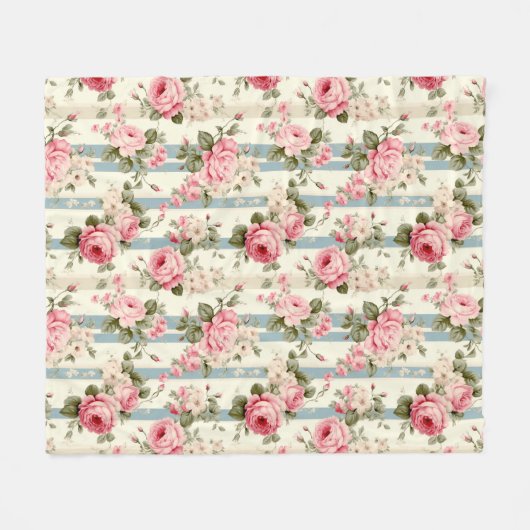 Shabby Chic Rozen Fleece Deken (Voorkant (Horizontaal))