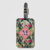  shabby chic rozen geel diamantpatroon bagagelabel (Voorkant (verticaal))