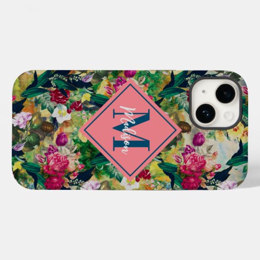  shabby chic rozen geel diamantpatroon Case-Mate iPhone case (Achterkant (horizontaal))