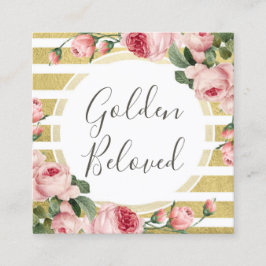 Shabby Chic  Rozen Gold Stripe Social Media Vierkante Visitekaartje