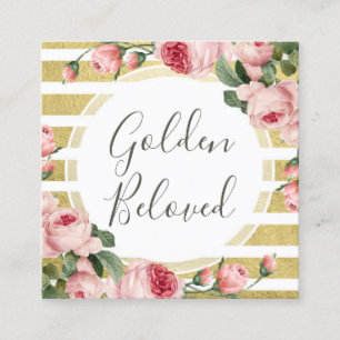 Shabby Chic  Rozen Gold Stripe Social Media Vierkante Visitekaartje