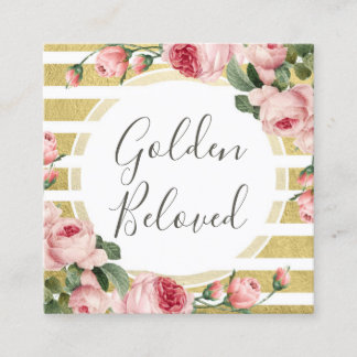 Shabby Chic  Rozen Gold Stripe Social Media Vierkante Visitekaartje