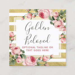 Shabby Chic  Rozen Gold Stripe Social Media Vierkante Visitekaartje
