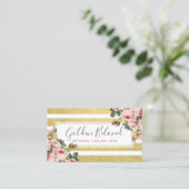 Shabby Chic  Rozen & Gold Stripes Social Visitekaartje (Staand voorkant)