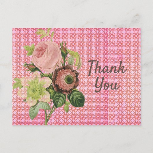 Shabby Chic-Rozen - Hartelijk dank Briefkaart (Voorkant)