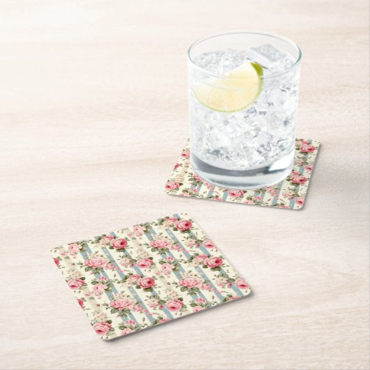 Shabby Chic  Rozen Kartonnen Onderzetters (Insitu)