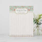 Shabby Chic Rozen, Lace & Burlap  Boutique Persoonlijk Briefhoofd (Staand voorkant)