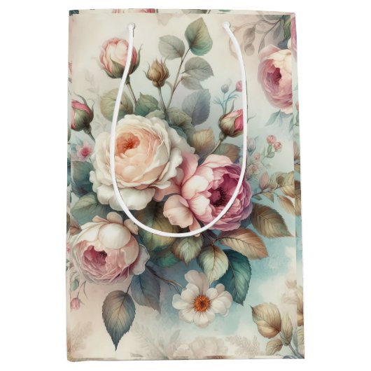 Shabby Chic-Rozen Medium Cadeauzakje (Voorkant)