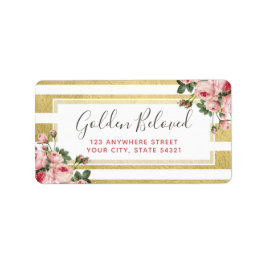 Shabby Chic  Rozen & Modern Gold Address Etiket