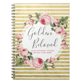 Shabby Chic  Rozen & Modern Gold Stripes Notitieboek