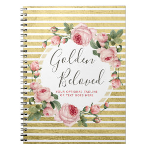 Shabby Chic  Rozen & Modern Gold Stripes Notitieboek