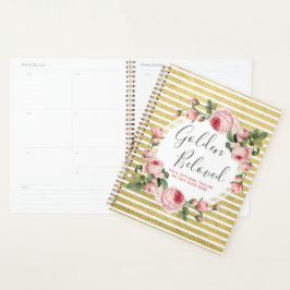 Shabby Chic  Rozen & Modern Gold Stripes Planner