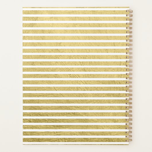 Shabby Chic Rozen & Modern Gold Stripes Planner (Achterkant)